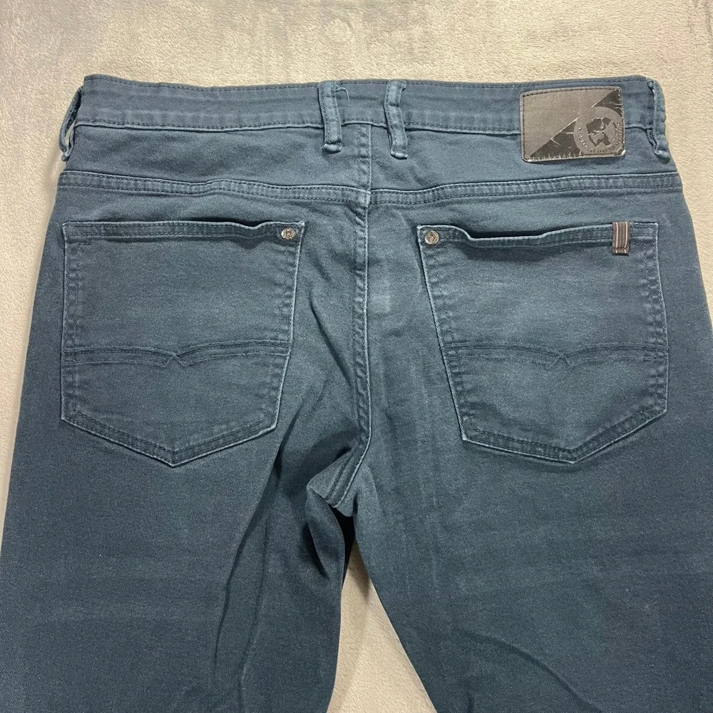 DAVID BITTON BUFFALO Sam-X Slim Straight Jeans Mens 34x32 Teal Blue Stretch Pant